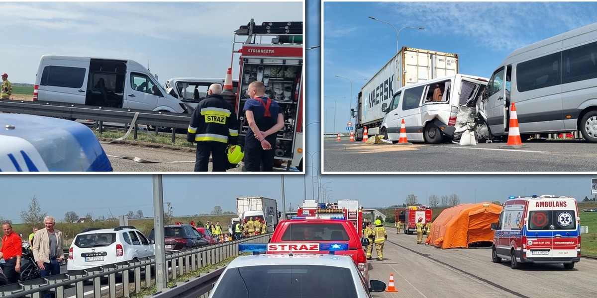 Karambol na A1: wielu rannych. Lądowały śmigłowce LPR.