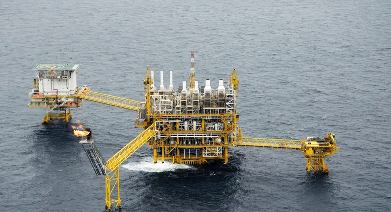 Oil and Gas Drilling Rig over Offshore PlatformGetty