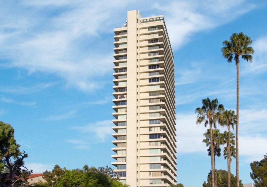 The 1,627-square-foot condo is on the 17th floor of Sierra Towers, a high-rise just off the Sunset Strip in West Hollywood.