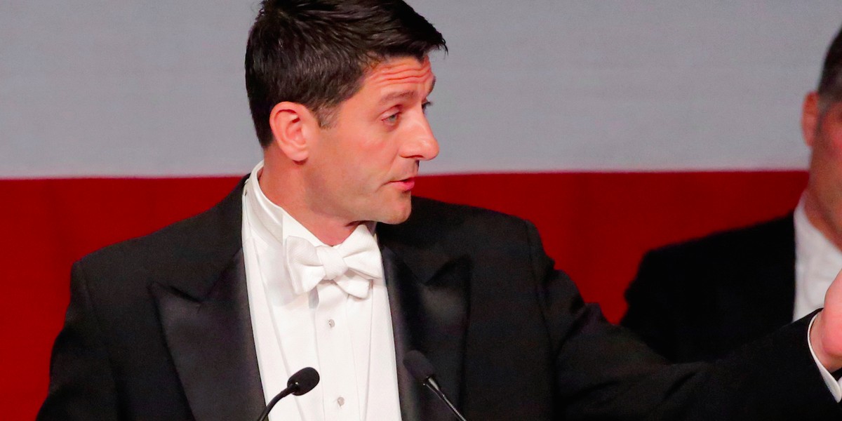 Paul Ryan burned Trump with some biting jokes at a swanky New York charity dinner