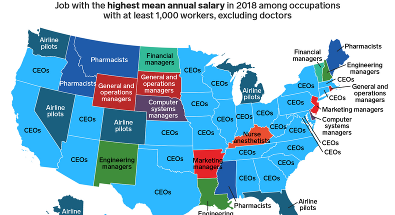 highest paying job in every state ex doctors