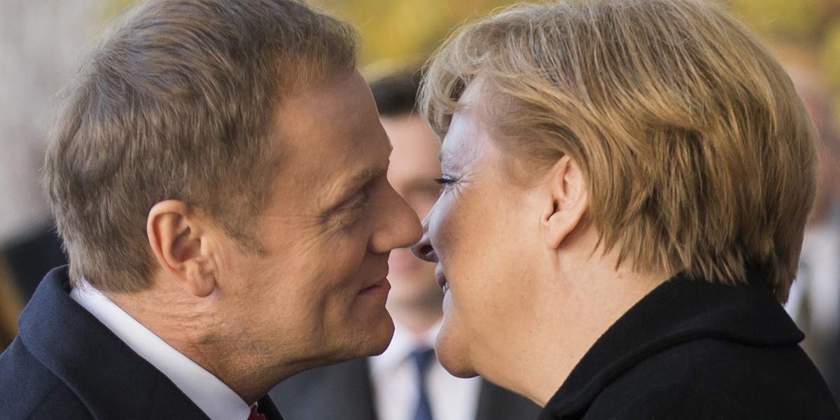 Premier Donald Tusk i Angela Merkel