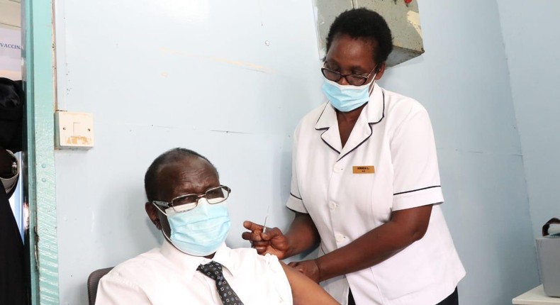 Meru Governor Kiraitu Murungi when he took the Covid-19 vaccine