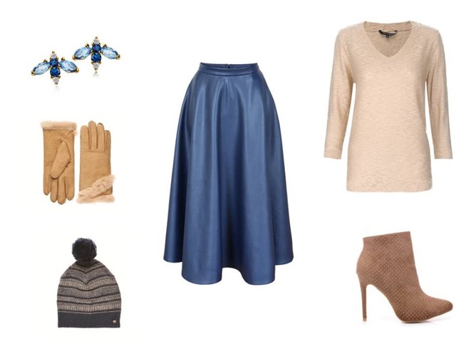 ZASNABUTY.PL, buty, AW 2014/15  RANITA SOBAŃSKA, spódnica, A/W 2014/2015  TOP SECRET, sweter, AW 2014/15, 89,99 zł  Emu Australia, rękawiczki, FW 2014/15  Emu Australia, czapka, FW 2014/15  Briju, kolczyki, A/W 2014, 360 zł