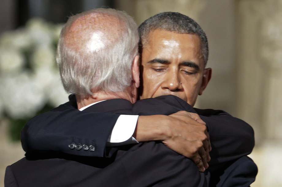 Another picture of Obama and Biden's embrace.