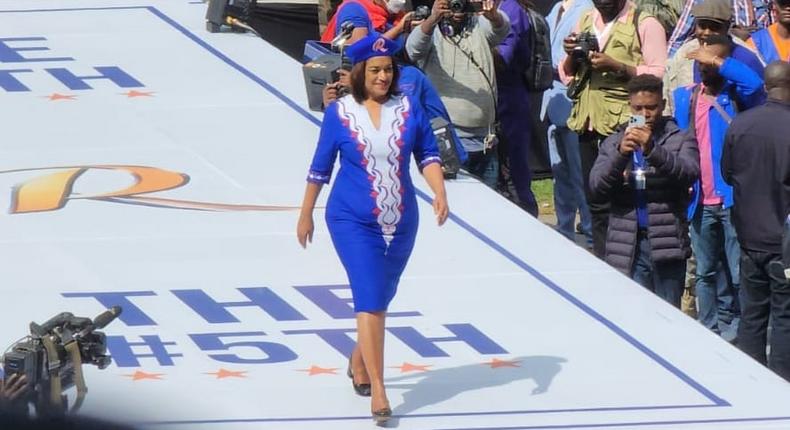 Nairobi Woman Representative Esther Passaris during the final Azimio election campain rally at the Kasarani Stadium on August 6, 2022