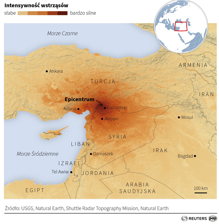 Obszar, na którym wystąpiły trzęsienia ziemi, jest oddalony o 1000 km od kurortów na Riwierze Tureckiej.