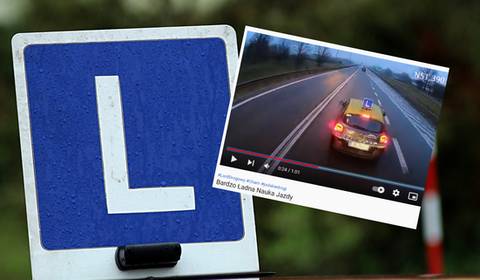 Nauka jazdy "na szeryfa" czy pomyłka sprzęgła z hamulcem? Ostre hamowanie przed ciężarówką [WIDEO]