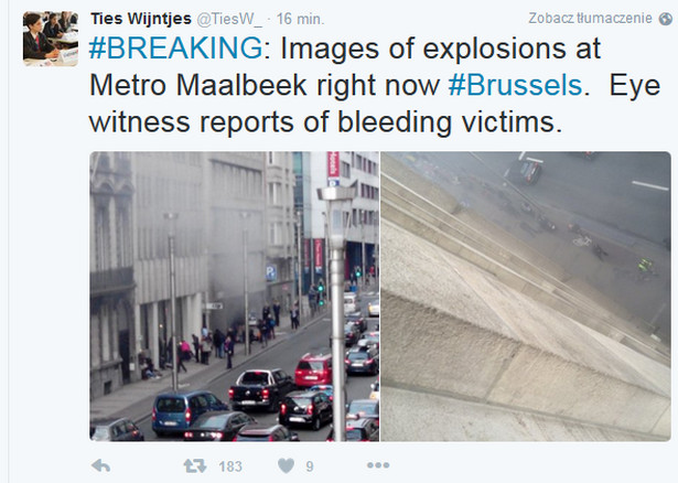 Wybuch w metrze w Brukseli