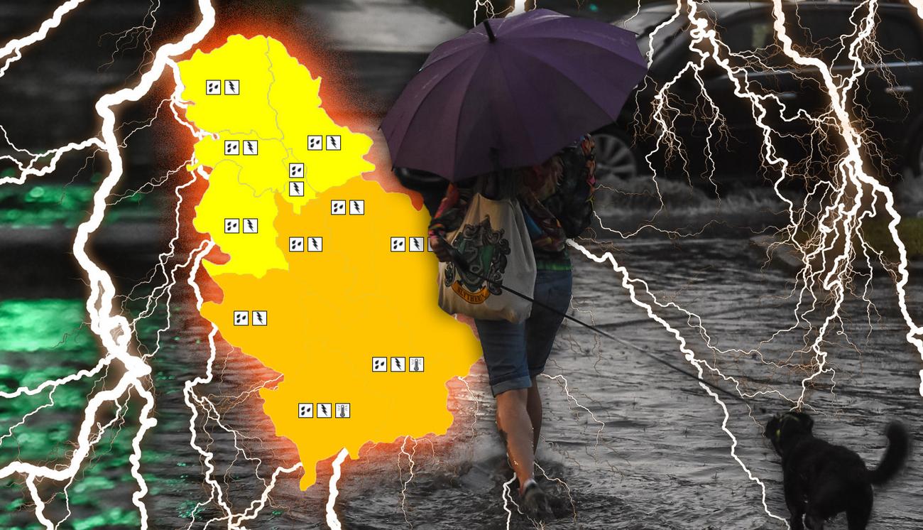 Heute erwartet uns schlechtes Wetter, die Wettervorhersage sagt: RHMZ hat einen orangefarbenen Wetteralarm aktiviert