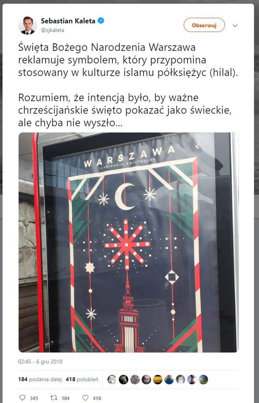 Sebastian Kaleta walczy z księżycem, bo kojarzy mu się z Islamem