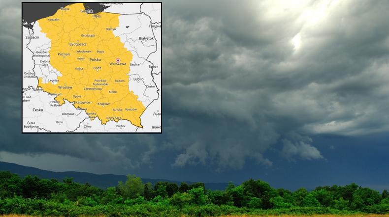 Coraz więcej burz nad Polską. To będzie niespokojne popołudnie (mapa: IMGW)