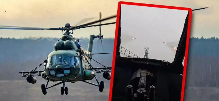 Tak wygląda atak rakietowy z wnętrza ukraińskiego śmigłowca Mi-8