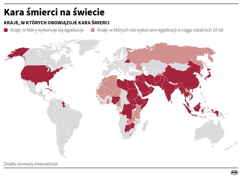 Około 50 krajów na świecie nadal stosuje karę śmierci. W Afryce ponad 30 krajów utrzymuje ją w swoim ustawodawstwie, w ostatnich latach prawie połowa przeprowadziła egzekucje