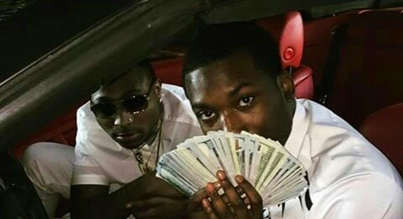 Davido and Meek Mill on set at the video shoot of 'Fans mi'.