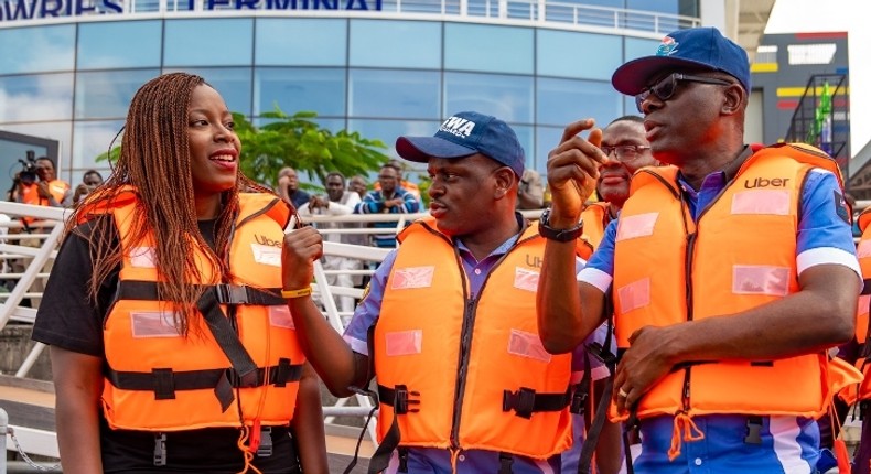 Uber General Manager for West Africa, Lola Kassim, (left) with the Governor of Lagos (right)