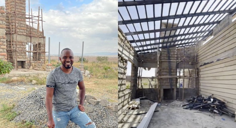 Activist Boniface Mwangi at the construction site of his Machakos family home. The house was invaded on the night of October 20, 2021