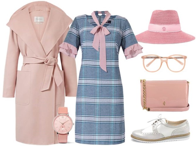 Różowe ubrania na wiosnę 2018: Sukienka-Midori Feminine Fashion/midori.pl, torebka-Menbur/menbur.pl,                       buty-Caprice/caprice.pl, płaszcz, dodatki -TK Maxx