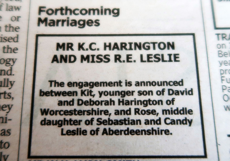 Ogłoszenie o zaręczynach w "Timesie"