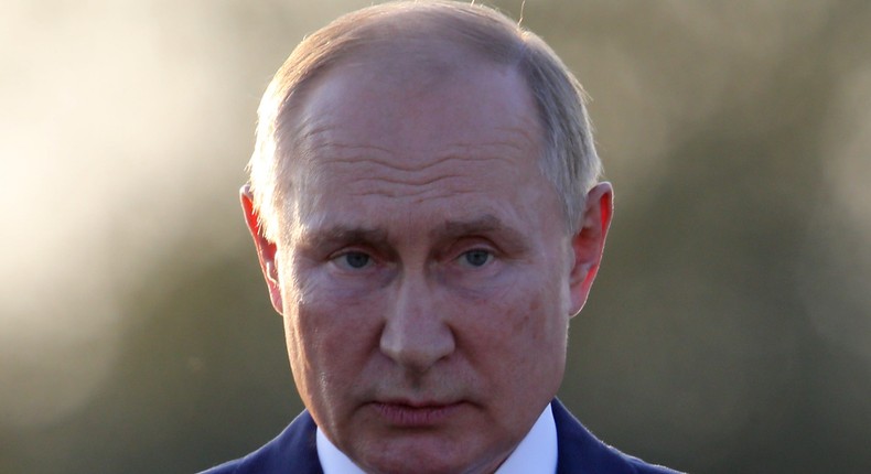 Russian President Vladimir Putin on September 11, 2021, outside of Pskov, Russia.