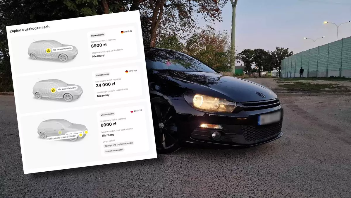 Volkswagen Scirocco z raportem szkodowości