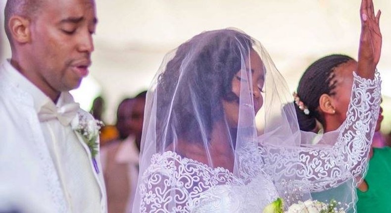 Waihiga and Joyce on their wedding day