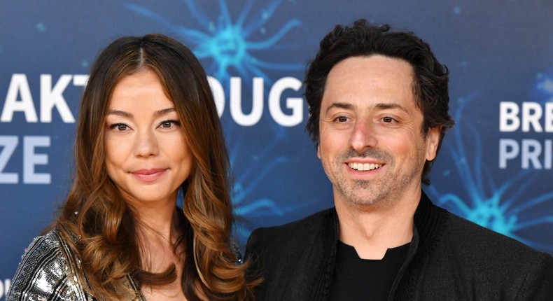 Nicole Shanahan (left) and Sergey Brin.