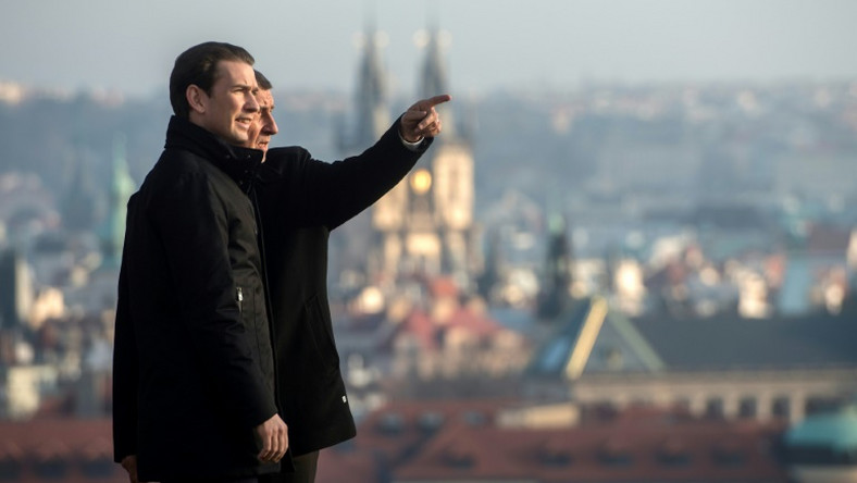 Czech Republic's Prime Minister Andrej Babis and his Austrian counterpart Sebastian Kurz before a meeting on January 16, 2020 in Prague; Kurz has admitted ex-Communist neighbours had a different strategy for going green