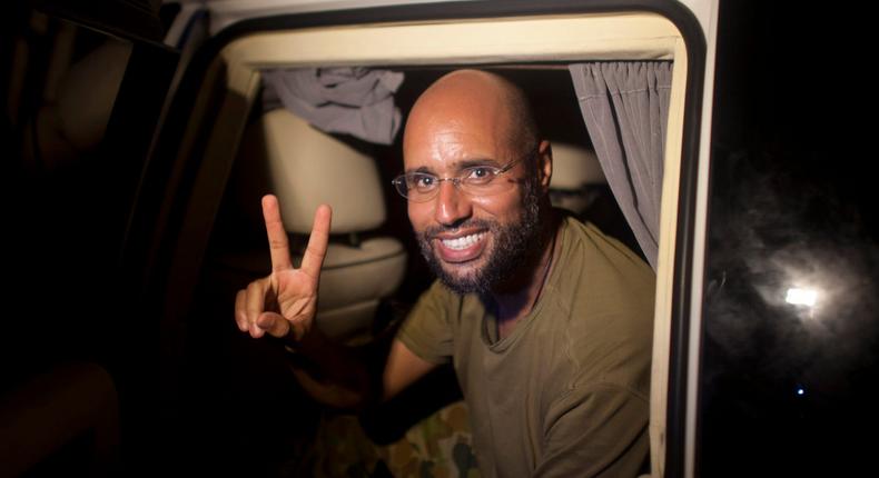 Saif al-Islam Gaddafi in Tripoli, Libya, on August 23, 2011.
