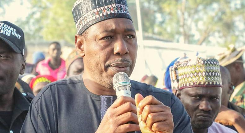 Borno state Governor, Babagana Umara Zulum said ‘I try to resist shading tears while distributing relief materials to IDPs’. [Twitter/@ProfZulum]