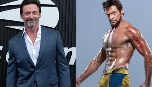 Hugh Jackman at the 2024 US Open, and a behind-the-scenes photo of him shirtless as Wolverine.Jean Catuffe/GC Images/Getty Images/Marvel Studios/Disney