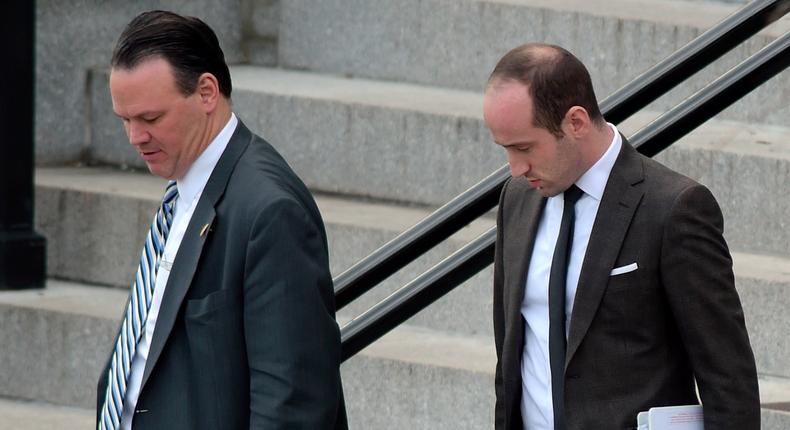 The White House deputy chief of staff for policy, Rick Dearborn, left, and senior policy adviser Stephen Miller.