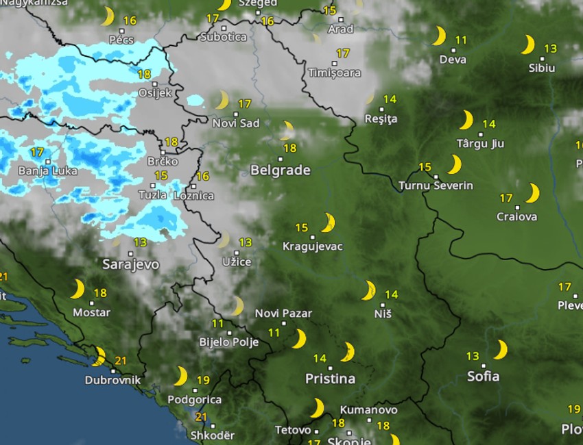 Kretanje padavina u 1 sat
