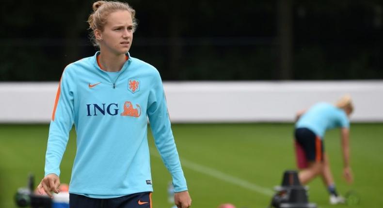 The Netherland's forward Vivianne Miedema attends a training session in Zeist, on July 25, a day after the team won the UEFA Women's Euro 2017 match against Belgium