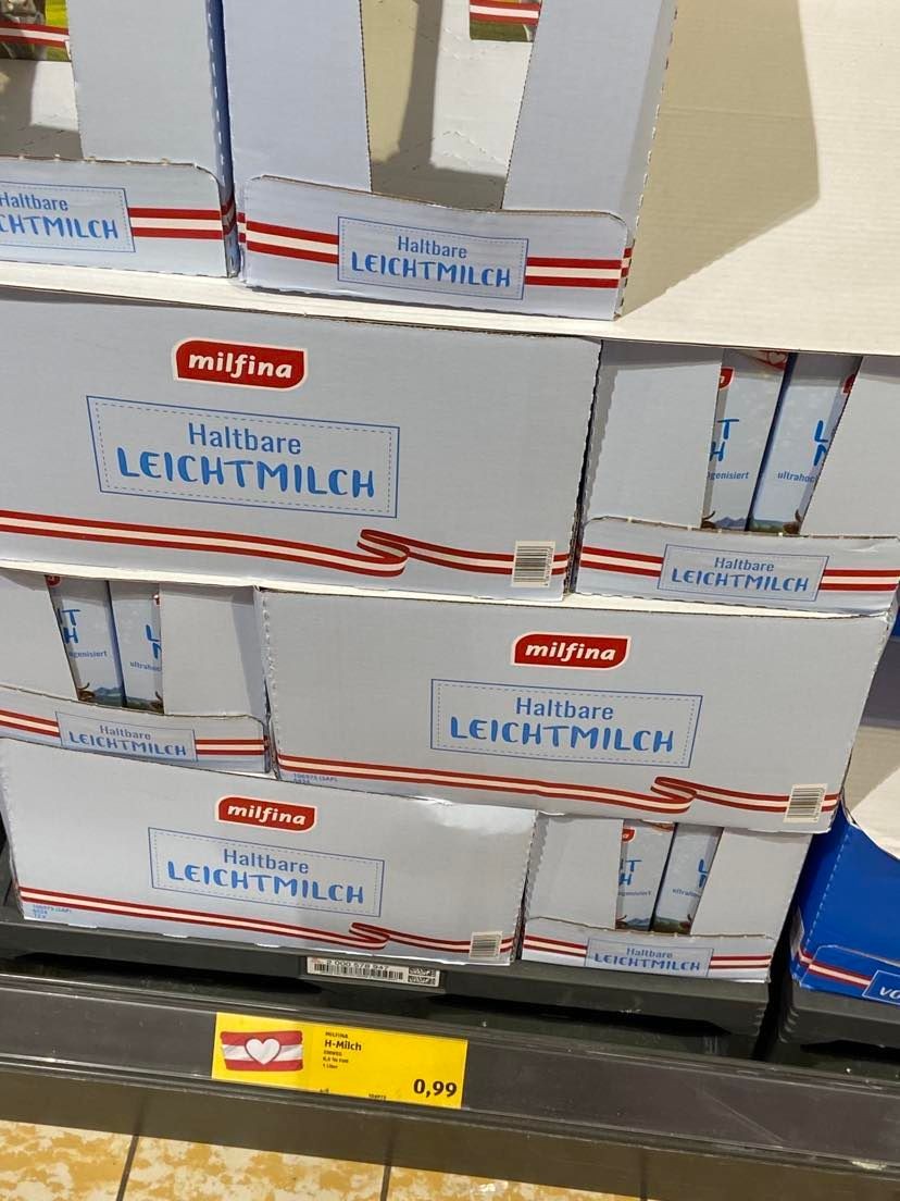 Čitateľka odfotila mlieko na nákupoch v Rakúsku.