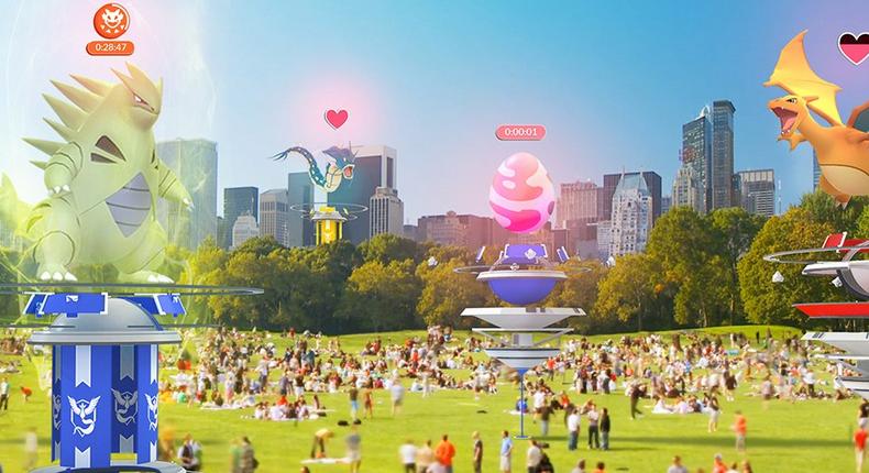 Pokémon Go uses augmented reality through your phone's camera.