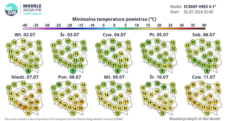 Do sobotniego poranka czekają nas nocne spadki temperatury do 10 st. C i niżej