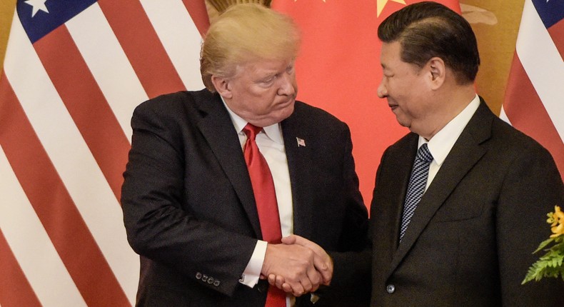 Former US President Donald Trump and China's leader Xi Jinping on November 9, 2017.Fred Dufour/AFP/Getty Images