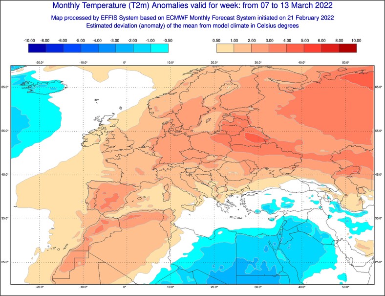 Odchylenie temperatury od średniej (7-13.03)