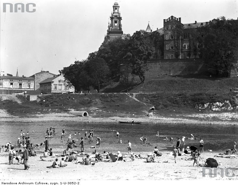 Plaża pod Wawelem w Krakowie, 1929 rok