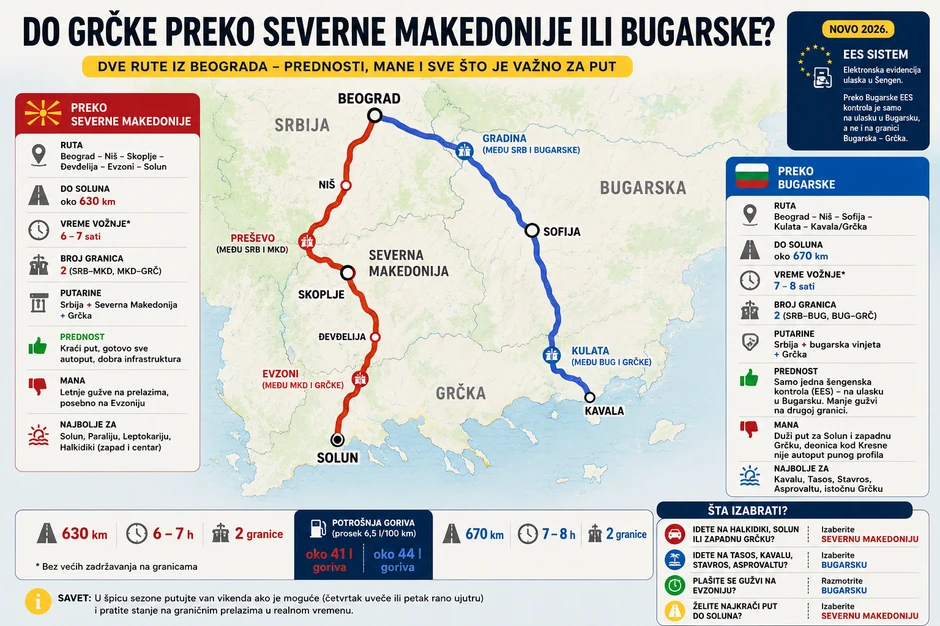 Turistima iz Srbije koji automobilom putuju do Grčke ove sezone su na raspolaganju dve rute