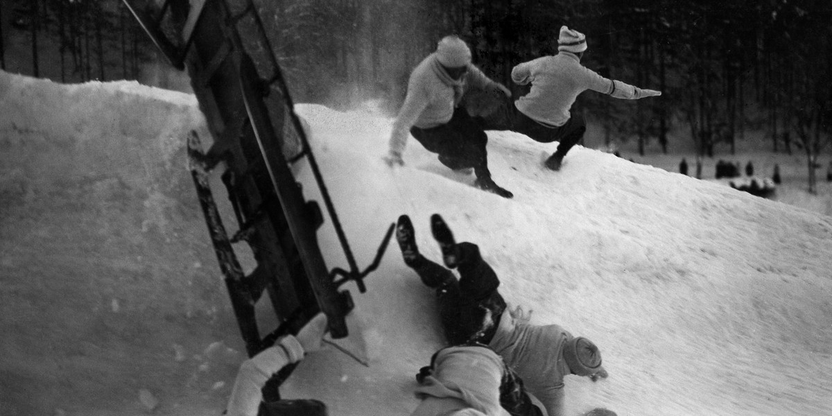 Polska gospodarka ostro hamuje. Na zdjęciu: Zawody bobslejowe w Szwajcarii w 1917 r.