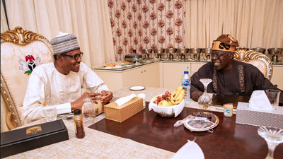 Tinubu and Buhari during breakfast [The Nation]
