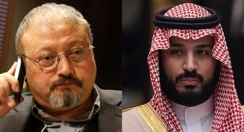 A composite image of Saudi journalist Jamal Khashoggi and Saudi Crown Prince Mohammed bin Salman.Associated Press/Virginia Mayo; Nicolas Asfouri - Pool/Getty