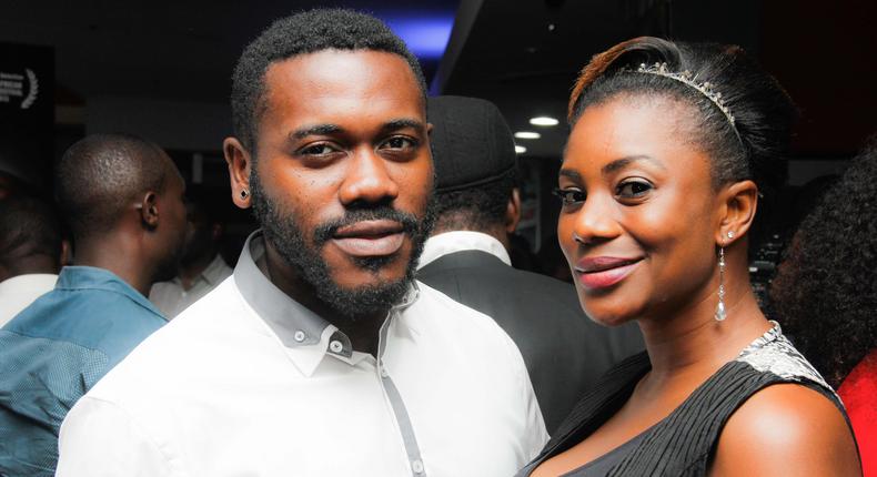 Deyemi Okanlawon and Kiki Omeili at the premiere of 'Iquo's Journal'