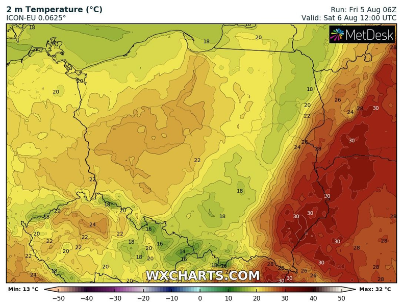 Poza Roztoczem, temperatura wszędzie spadnie poniżej 30 st. C