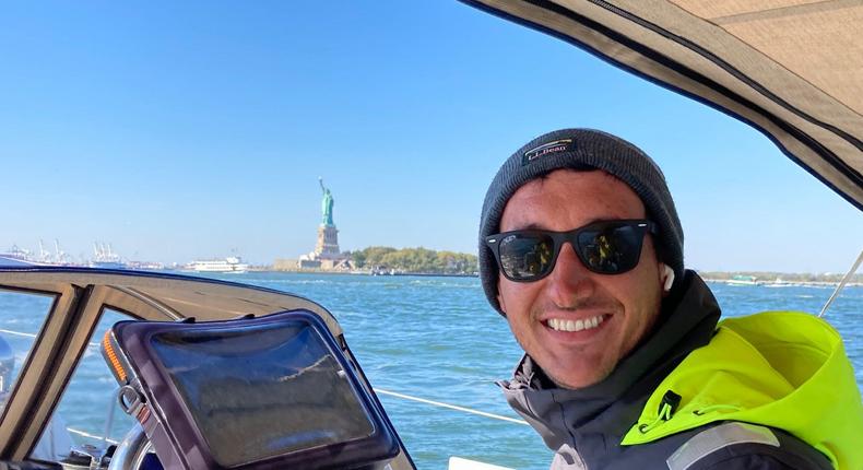 Cody Plante is living on his boat to help pay off his student-loan debt.Courtesy of Cody Plante