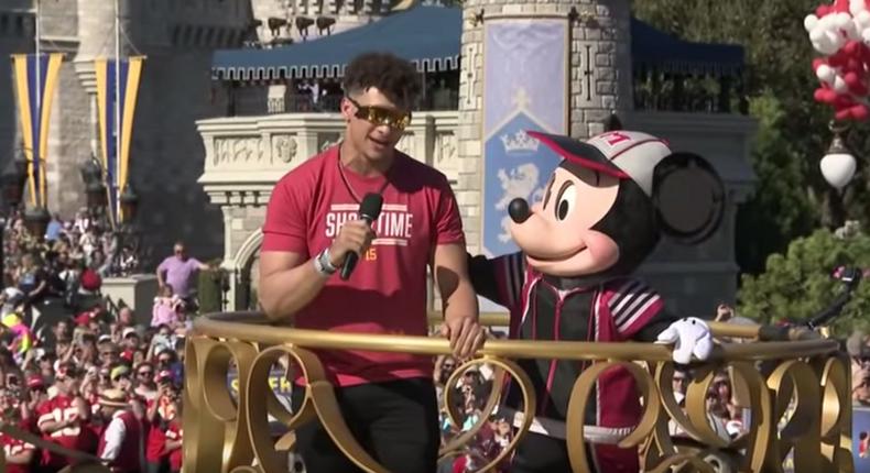 Patrick Mahomes and Mickey Mouse