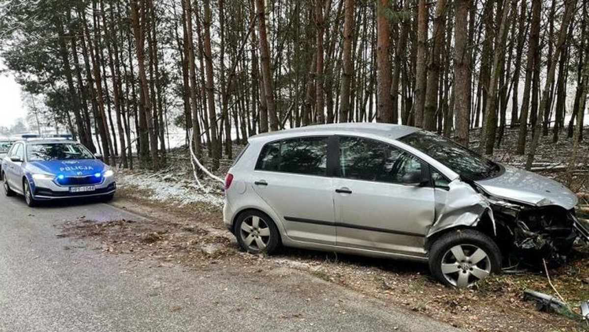 Łowicz. Miał 4 promile alkoholu we krwi. Jazdę zakończył na drzewie