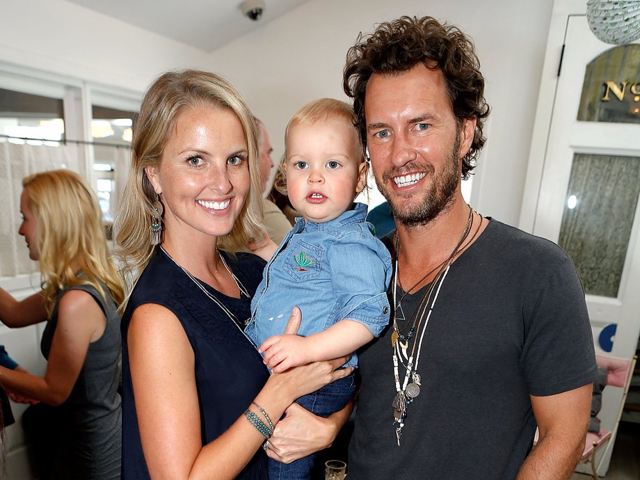 Blake Mycoskie, wife Heather, and son Summit at the partnership celebration between TOMS and Oceana in March 2016.